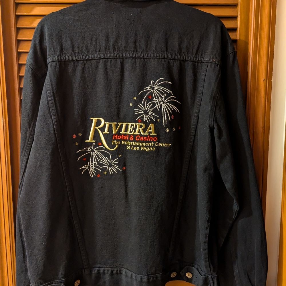 Riviera Black Denim Jacket with Embroidery